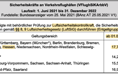 Luftsicherheit: Lohnuntergrenzen verbindlich! Luftsicherheit: Lohnuntergrenzen verbindlich!