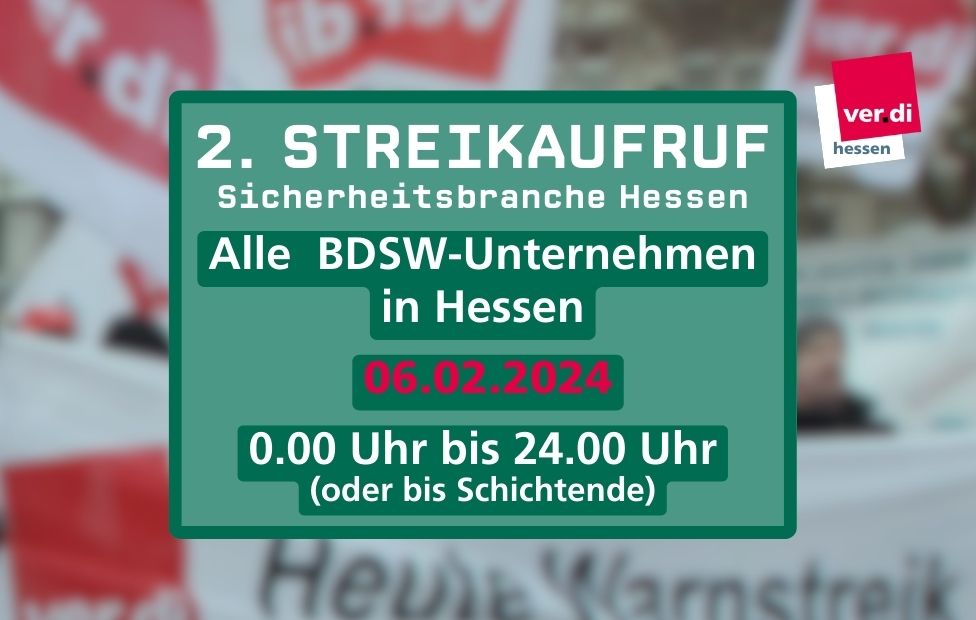 Streikaufruf BDSW Hessen 06.02.2024 • WaSi-Hessen.de